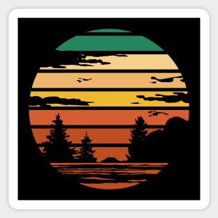 Retro Sunset Circle Sticker